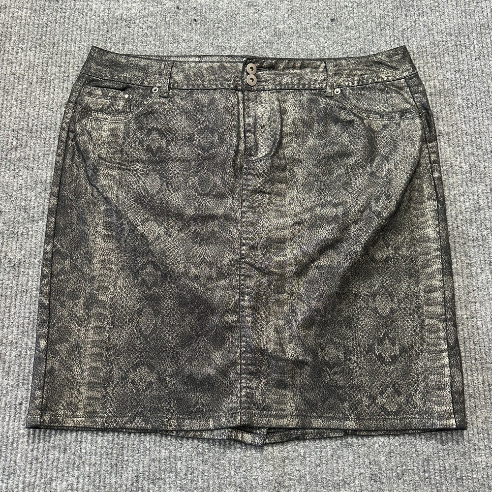 Lane Bryant Size 16 Pencil Skirt Snakeskin Black Metallic Gray Stretch